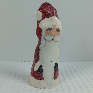 Vintage Hand Crafted Hand Painted Wooden Santa Claus Figurine